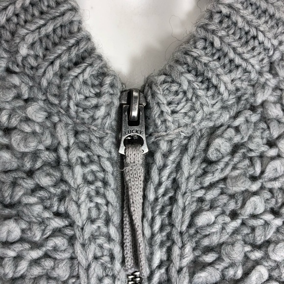 Lucky Brand Gray Cozy Faux Teddy Chunky Sweater - Picture 4 of 8